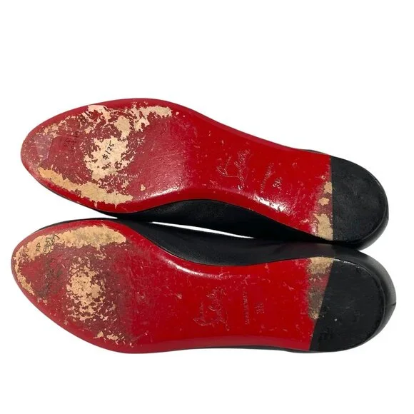CHRISTIAN LOUBOUTIN Black Bow Leather Ballet Flats Womens 35 5 - Picture 10 of 13